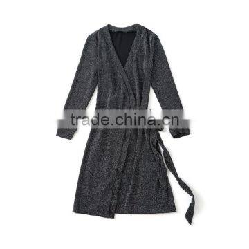 Women Deep V-neck Sexy Nighty Dress Korean Office Dress Casual One Piece Dress Xxl Black photo-5
