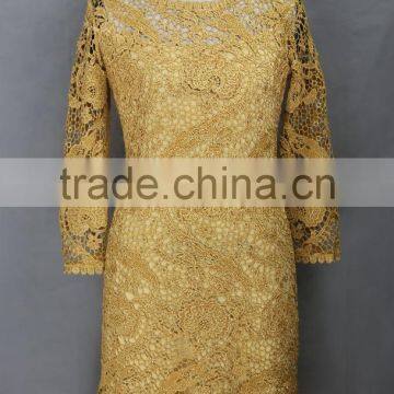 garment manufacturer made long sleeve crochet lace evening party dress