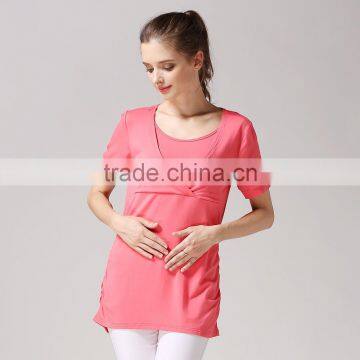 Street Style Short Sleeve Nursing Clothes Solid Breastfeeding Clothing Thin Section Pregnant Women T-shirts photo-5