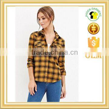 Guangzhou factory wholesale women shirt Scotland plaid shirt blouse