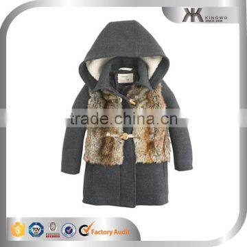 Girls' furry stadium- cloth toggle long winter coat