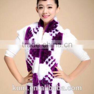 2015 New Style Ear Neck Warmer Ladies Whole Set Long Genuine Rex Rabbit Fur Scarf photo-3