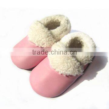 baby leather & sherpa lined Winter Moccs soft sole baby shoes