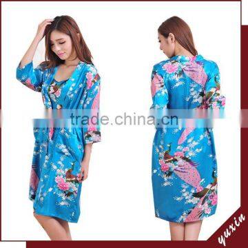 2015 silk kimono robes kimono dress Kimono Satin Robe TP019