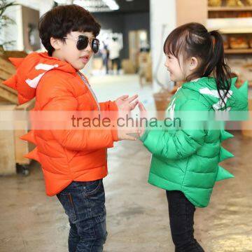 Cute Dinosaur Kids down coat/Super quality Lovely child overwear down jackets with hoods