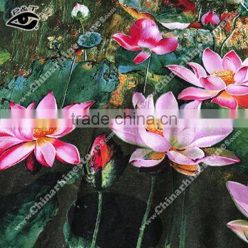 Chinese Style Fabric Lotus Printed Cotton Linen Fabric Fo Cloth Househoud photo-6