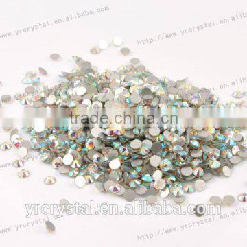 Round shape AB color no-hotfix silver foiling crystal flat back rhinestone