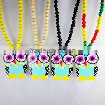 Latest Owl Design bead chain wood acrylic necklaces