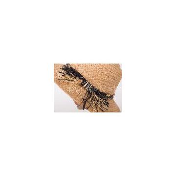 57cm Natural Short Brim Ladies Sun Hats / Raffia Braid Sewing Hat For Decoration