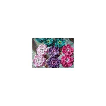 Colorful Crochet Accessories , 6 Petals Knitted Crochet Flower Appliques