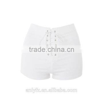 Wholesale New Arrival Trendy Casual Apparel Lace up High Waisted Blank Shorts Women photo-3