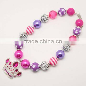 2016 New arrival Crown Pendant Baby Chunky Necklace