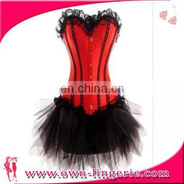 Pink Satin Goth Corset Match Tutu Skirt
