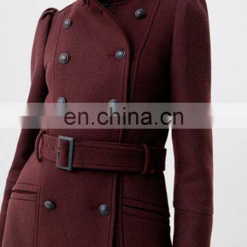 Custom New Style Classic Red Button Belt Slim Fit Lady Winter Jacket photo-5