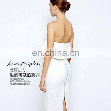 Fashionable high quality white strapless short wedding dresses