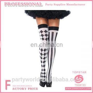 carnival party Harlequin And vertical Thigh High Stockings