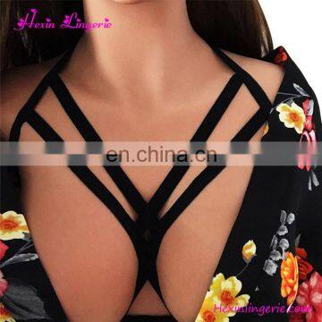 Fashionable Black Women Bra Harness Top Elastic Bralette Sexy