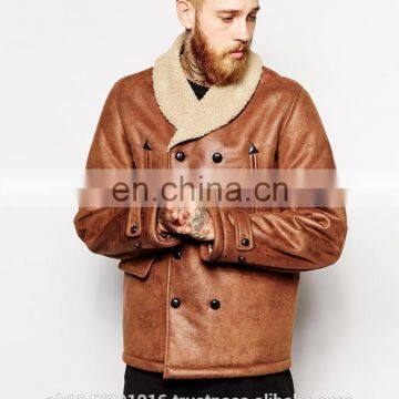 New Arrival Leather Look Jacket With Faux Shearling