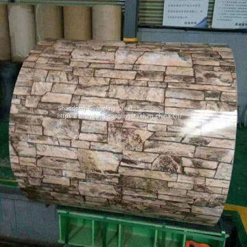 Wooden Brick Flower Pattern Factory Construction Galvanized Printed PPGI Decorated Roof Wall Prepainted Wooden Steel Coi photo-3