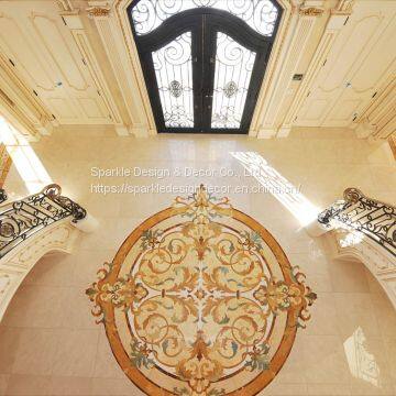 Manufacture Custom Made Hotel Lobby Flooring Design Natural Marble Waterjet Medallion Tiles