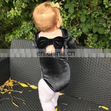 RTS Christmas Back With Bow Plain Romper Romper Girls Leotards Velvet Baby Romper photo-4