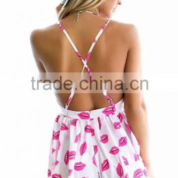 Hot Selling Summer Red Lips Printed Condole Jumpsuits photo-6