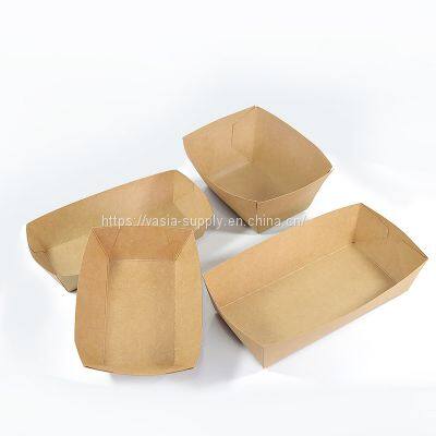 Disposable Brown Kraft Paper Boat Paper Food Tray