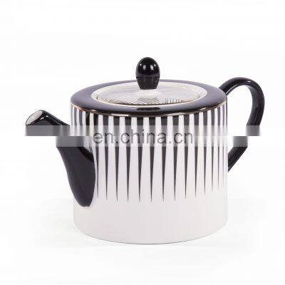 Luxury White and Black Line Ceramic Coffee Mug Tea Cup Porcelain Dinner Set For Restaurant Table Ware photo-2