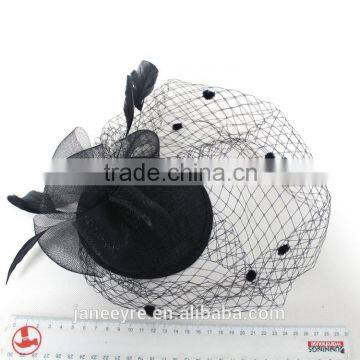 New Arrival Design Black Sinamay Base Fascinator Hat With Veil photo-6