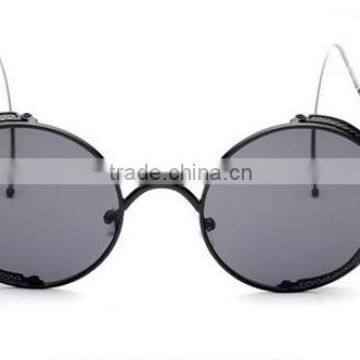 Hot Selling Women Ladies Femal Fashion Retro Classic Metal Frame Small Round Sunglasses With Cover Mesh photo-2