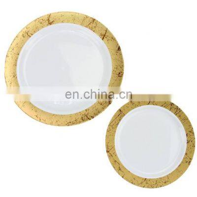 Best Selling 7 / 10 Inch Round Gold Rim Plastic Plate photo-2