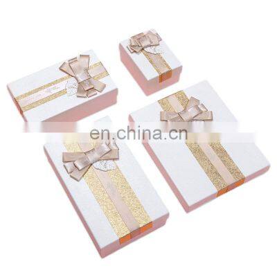 Nesting Elegant Rectangular Rigid Christmas Gift Boxes With Bows for Party Wedding Gifts