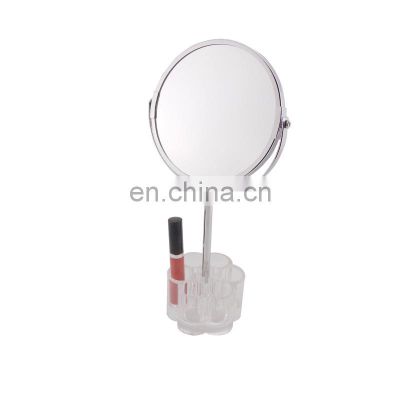 Unique stand round bathroom plastic frame mirror make up mirror