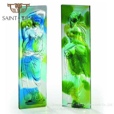 Custom Casting Art Crystal Glass Pate De Verre Nude Interior Decorative Wall Plaques Brick photo-4