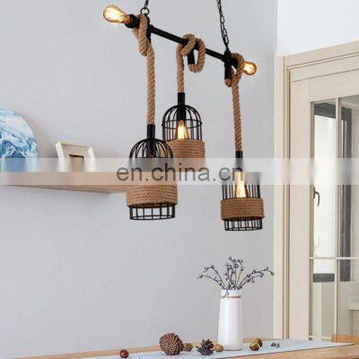 Iron Birdcage Hemp Rope Lamp Environmental Creative Decoration for Coffee Shop Bar Dinning Room Lamp Restaurant Lighting Decora photo-3
