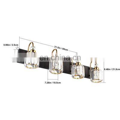 Crystal Bathroom Vanity Lights Over Mirror LED Modern Wall Lights Fixtures Stainless Steel Finish Mirror Front Light