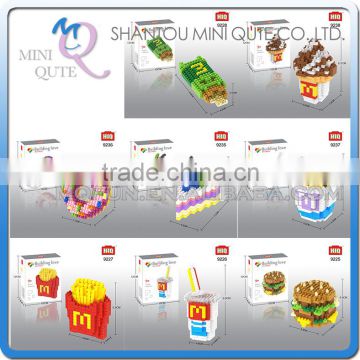 Mini Qute HIQ 8 styles kawaii dessert ice cream Cake Hamburger Hamburger Chips plastic building cartoon model educational toy