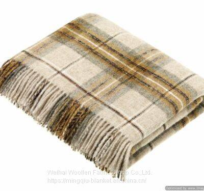 pure virgin new wool throw blanket for sofa decoration ,camping,travel picnic