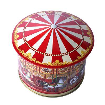 Food Grade Custom Printing Carousel Gift Tin Box Music Metal Tin Box for Cookie Candy Chocolate Packaging photo-2