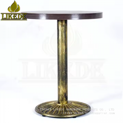 24-Inch Round Bronze Base Cast Iron Bistro Table With Wrought Iron Bar Top for Restaurant Use photo-5