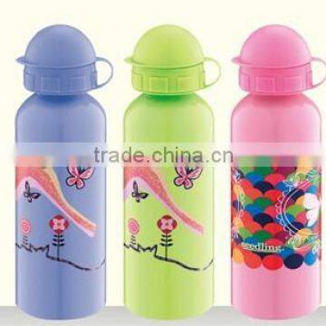 children aluminum sports water bottle with round cap and printing