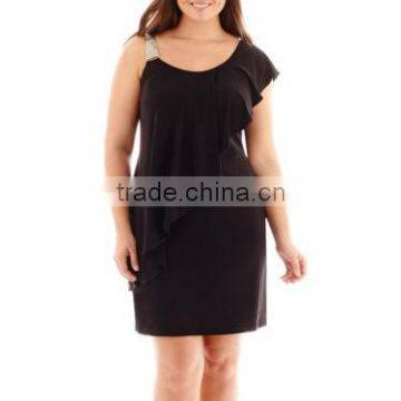 2015 Plus Size Ladies One-Shoulder Draped Dress