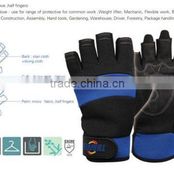 light mechanic gloves industry safety half fingers