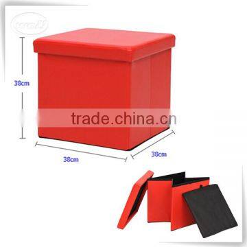 Square pu leather foldable foldable fabric storage stool