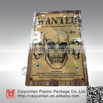 custom 3g WANTED herbal incense packaging bags