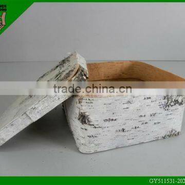 Hand Made Birch Bark Square Natural Wooden Box