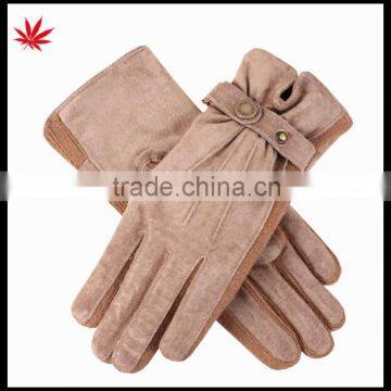 Women's Suede Gloves with Strap Detail