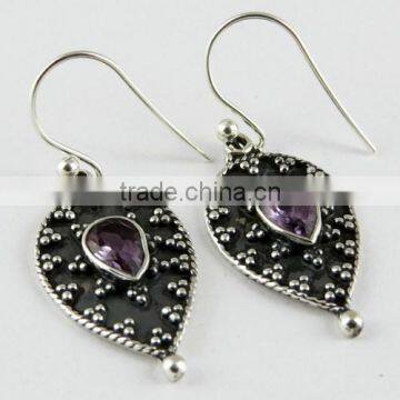 Make A Wish Oxidized Amethyst 925 Sterling Silver Earring