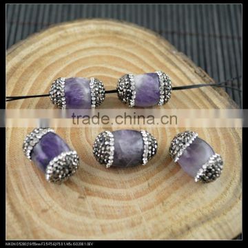 LFD-0045B Wholesale Druzy Amethyst Stone With Pave Rhinestone Crystal Connector Spacer Beads Jewelry Making