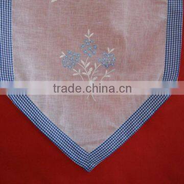 Embroidery curtain with rod pocket and borders of dyed weaving fabric